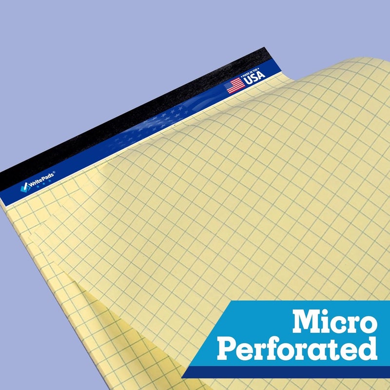 WritePads Graph Paper Pads 8.5 x 11, 4x4 Graph Ruled, 2-Pack, 50 Sheets/Pad, 60GSM Canary Graph Paper Notebook, Made In USA, No Ink Bleeding, Sturdy back, Micro-Perforated Graphing Paper for School Office - Image 3